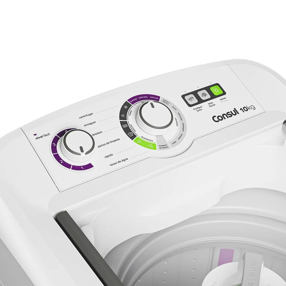 Lavadora de Roupas Consul 10Kg com Dosagem Econômica Branca CWB10BB - 220 Volts